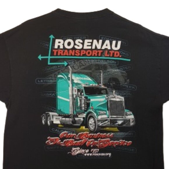 Vintage Tee Shirt ROSENAU TRANSPORT Kenworth Large US L Alberta Saskatchewan BC - Picture 3 of 16